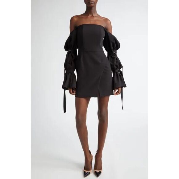 Israella Kobla Women's Black Off-the-Shoulder Mini Dress Size 6 NWOT D066 - Picture 1 of 9